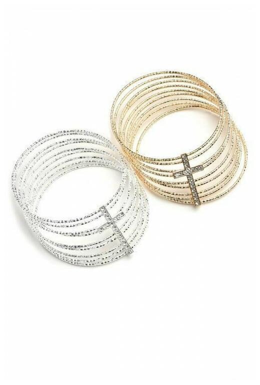 

Cross Shape Multi Stone Layer Bracelet