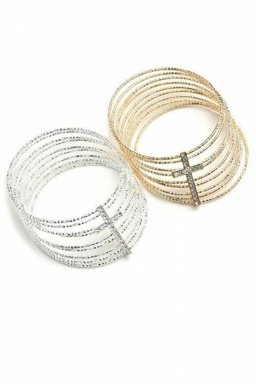 

Cross Shape Multi Stone Layer Bracelet