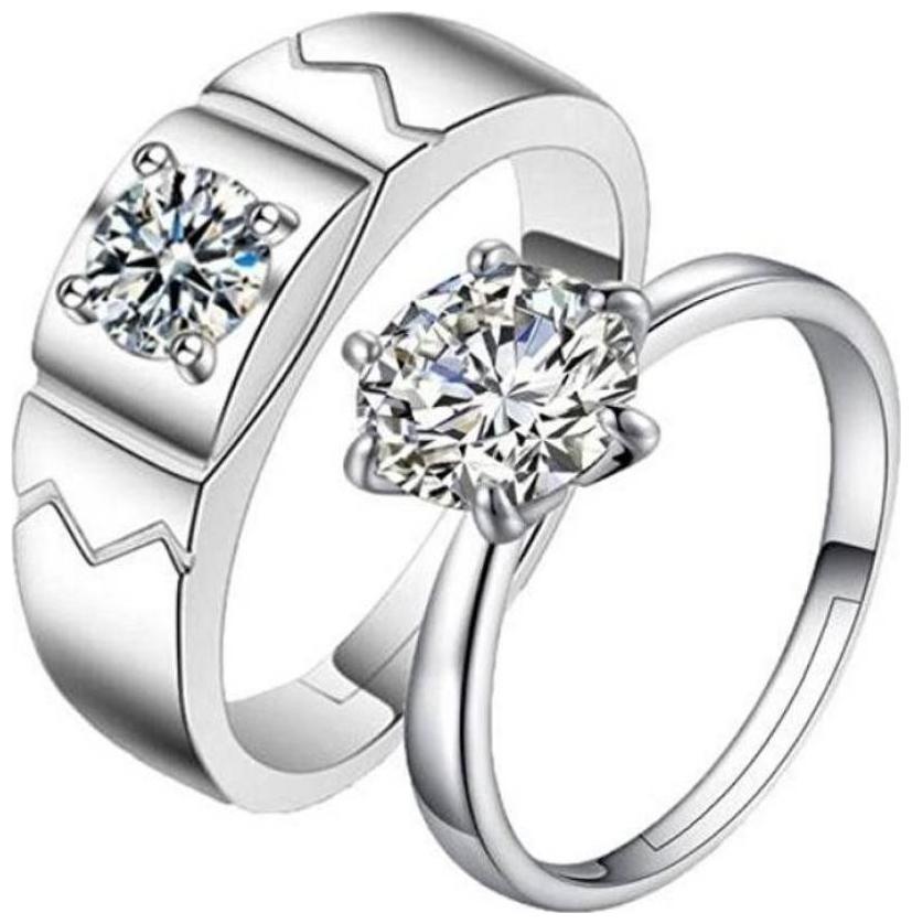 

Crown Design Rhinestone Embellished 5 5 Size White Wedding Rings for Women From Shubho Jewellers