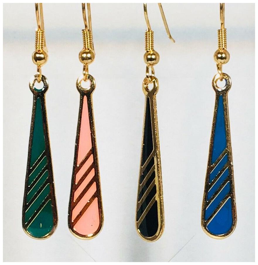 

CUTE DANGLE EARRINGS Stefano Vintage new Cloisonne Gold Plate Factory Prices