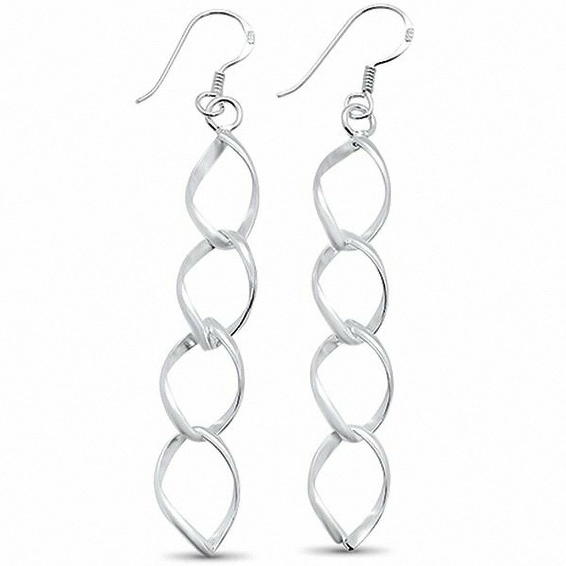

Dangling Interlocking Fishhook Plain Earrings 925 Sterling Silver Choose Color