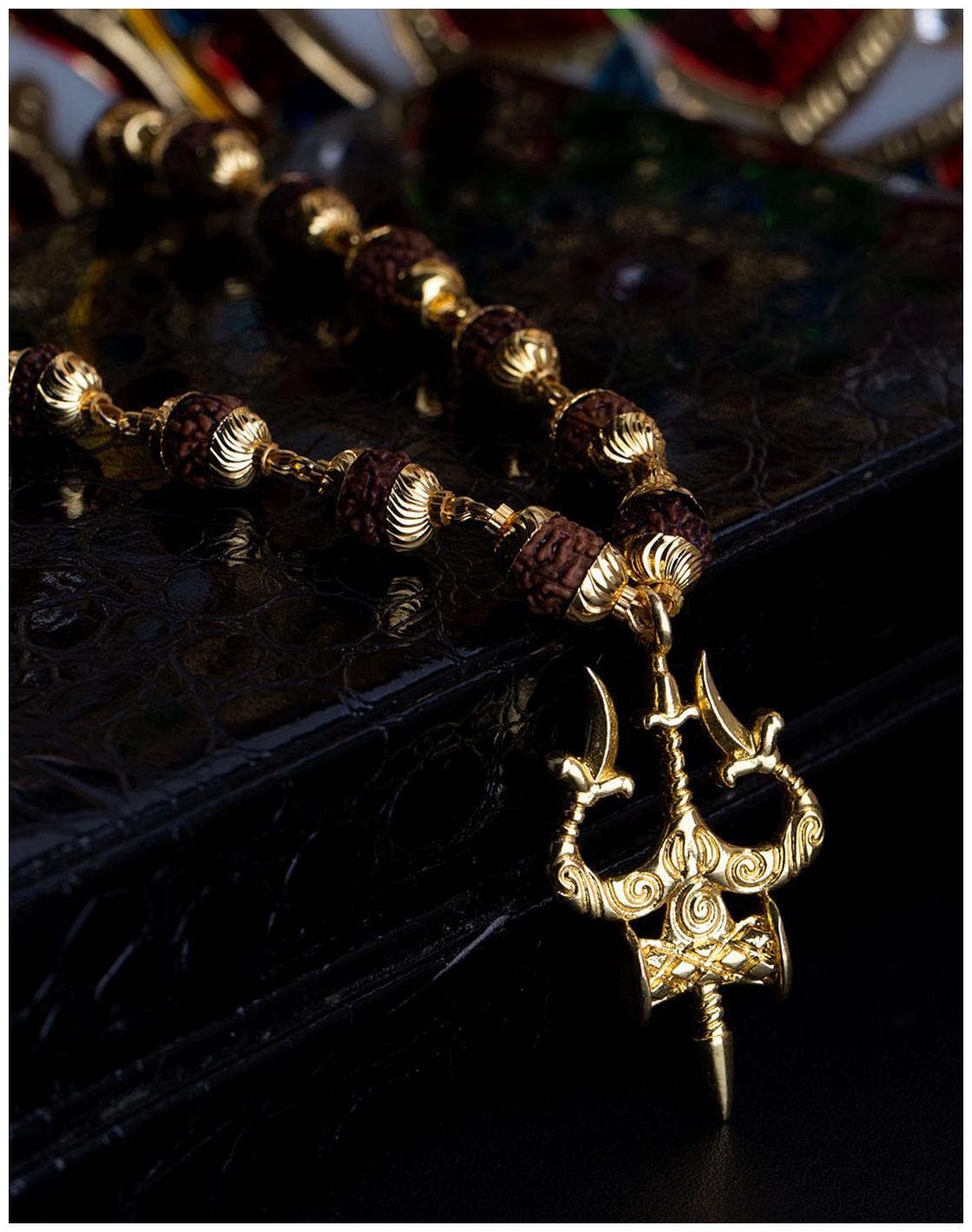 

Dare by Voylla Timeless Gold Plated Mahadev Trishul Rudraksha Beaded Necklace
