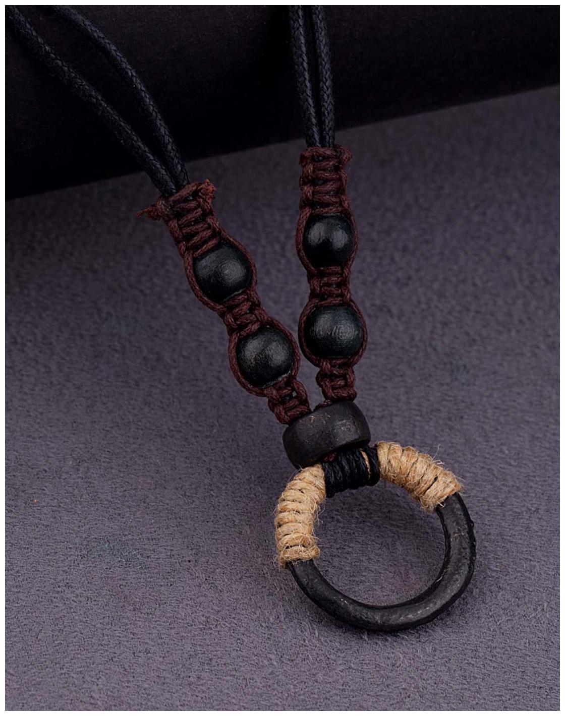 

Dare by Voylla Black Ring and Cord Motorcycle Diaries Necklace
