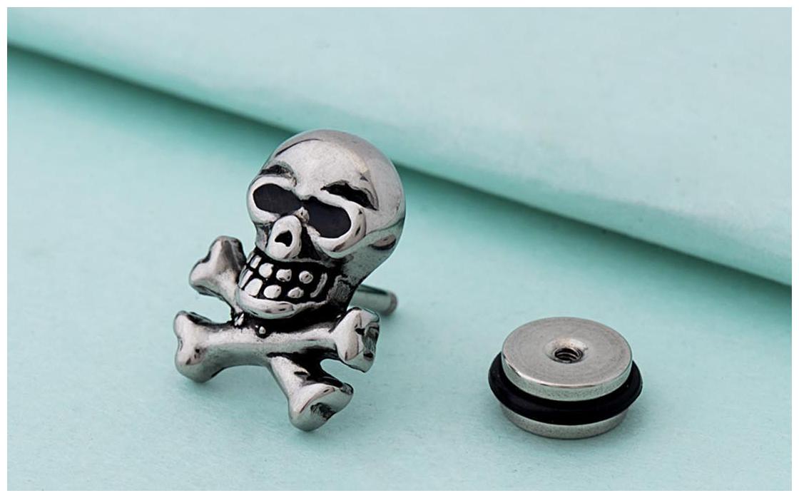 

Dare by Voylla Royal Stud Skull Steel Earring