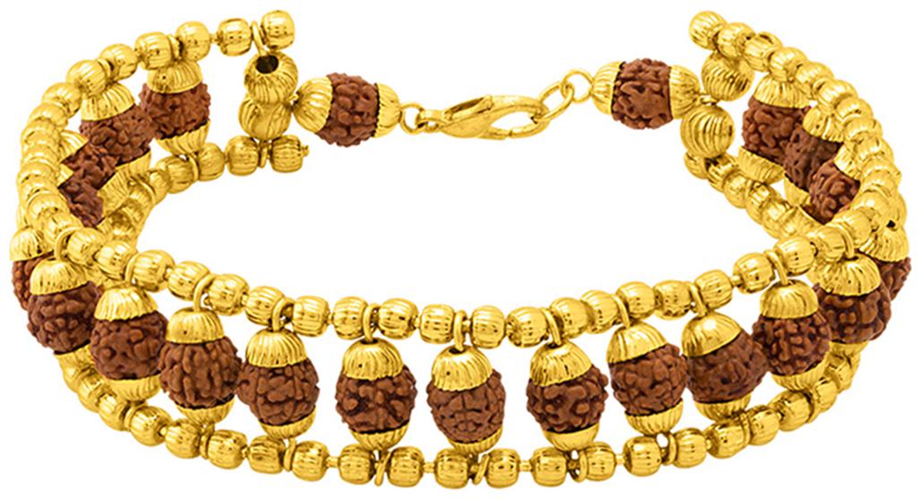 

Dare By Voylla Mena TMs Gold Plated Beaded Rudraksha Bracelet