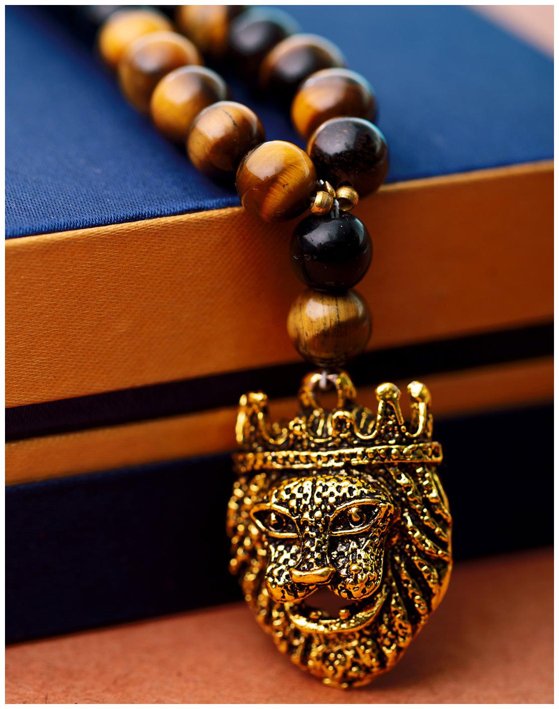 

Dare by Voylla Natural Beads Oxidised Gold Plated Griffin Necklace