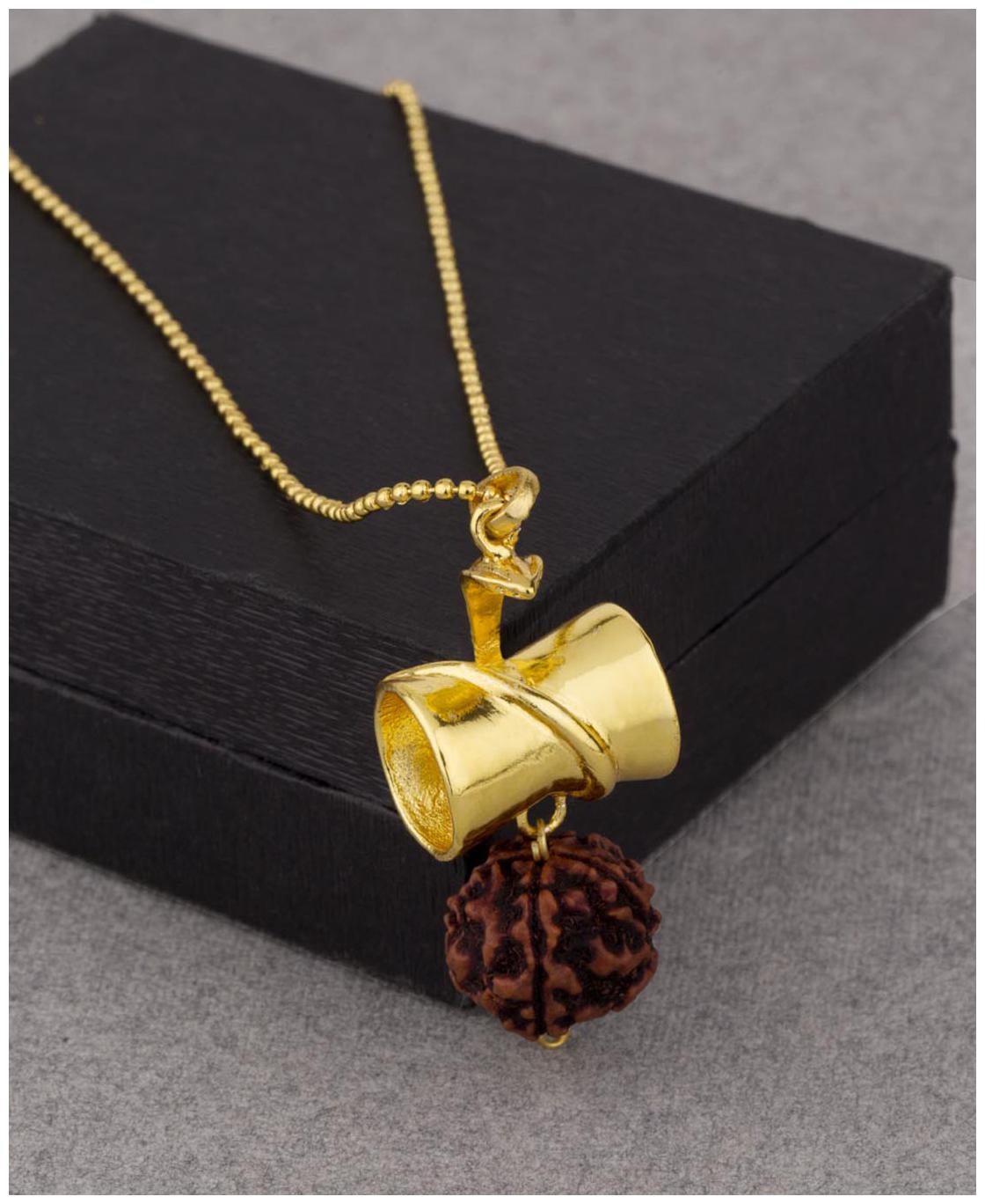 

Dare by Voylla Shiv Rudra Gold Plated Damru Rudraksha Pendant