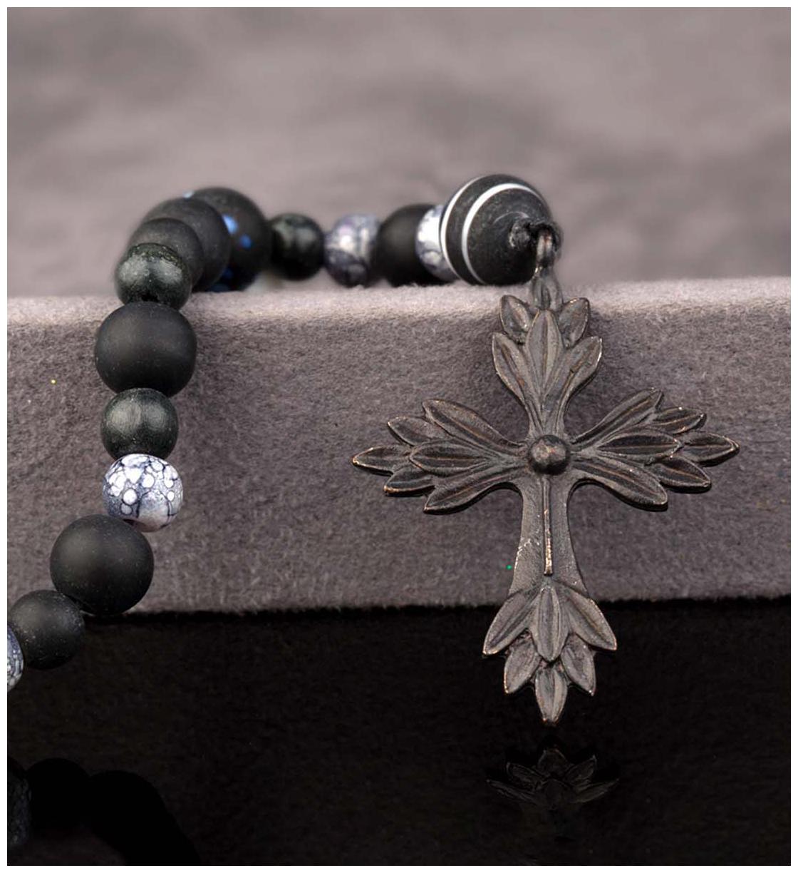 

Dare by Voylla Beaded Gypsy Black Cross Pendant Beads Necklace