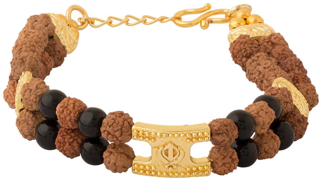 

Dare By Voylla Designer Khalsa Engraved Rudraksha Bracelet For Men