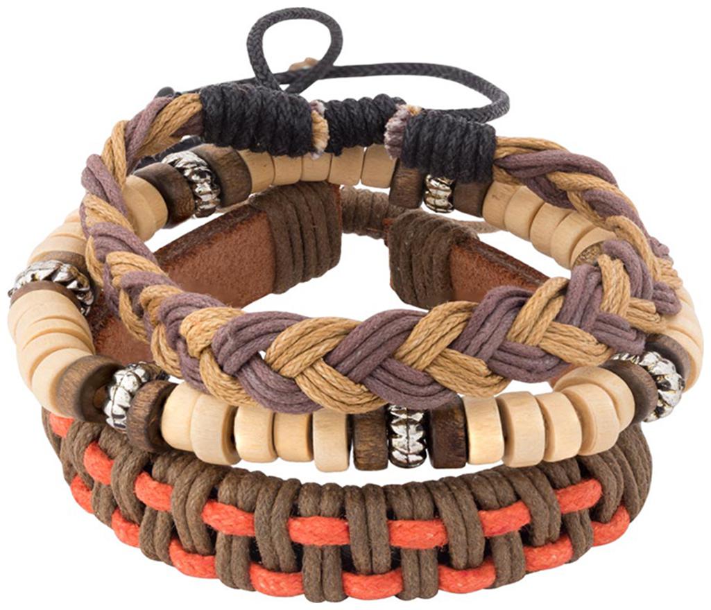 

Dare By Voylla Cool Stacked Leather Combo Bracelets For Men