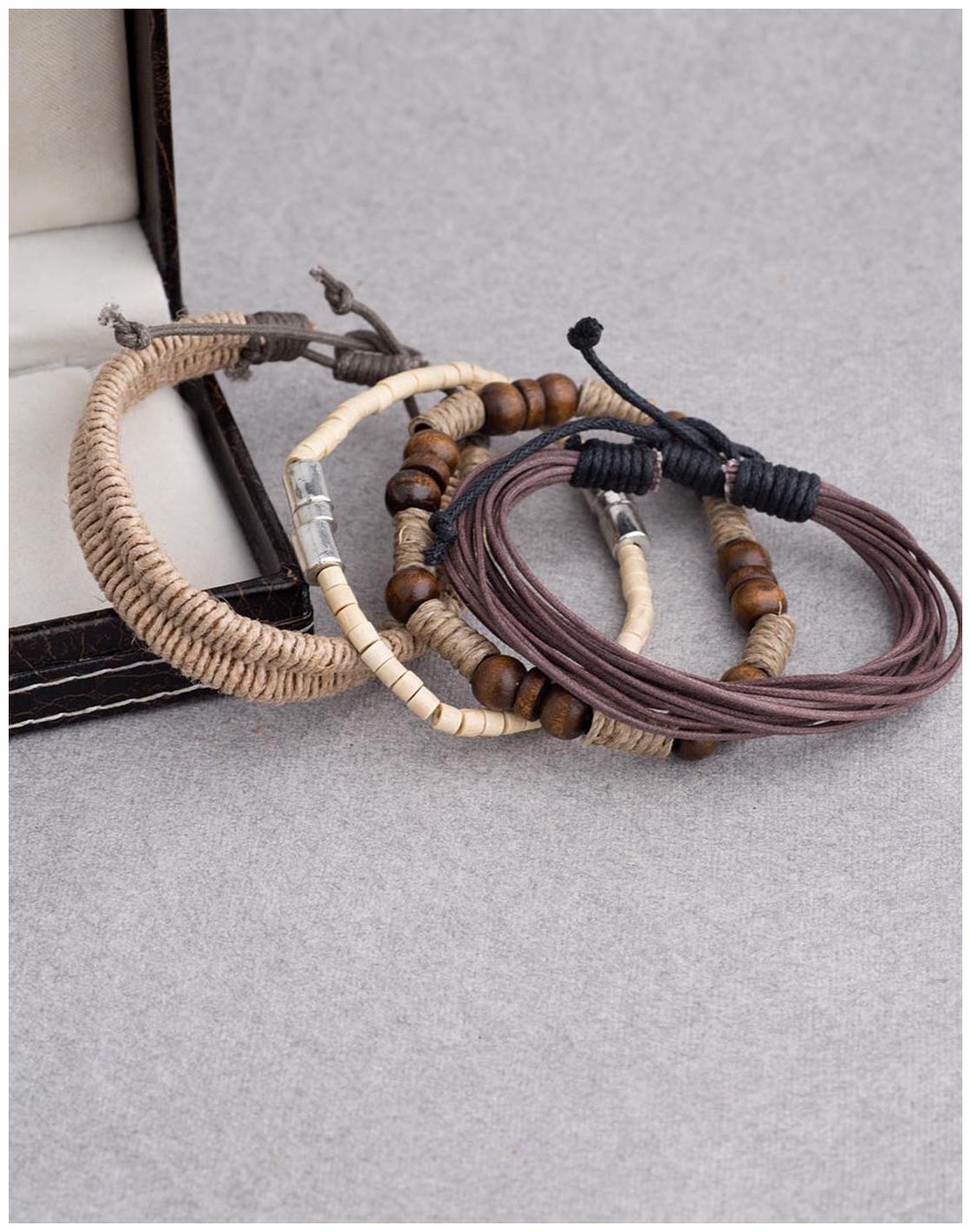 

Dare by Voylla Jute and Beads Bracelet Set of 4