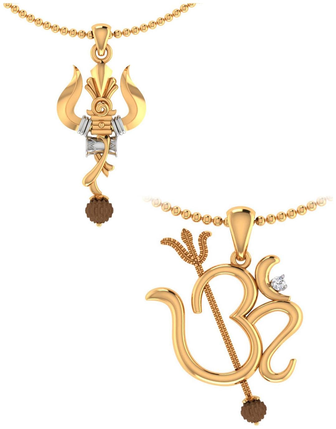 

Dare by Voylla Rudraksha Studded Om and Trishul Pendand Combo