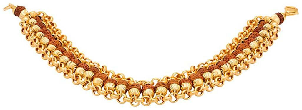

Dare By Voylla Rudraksha Gold Tone Bracelet For Men