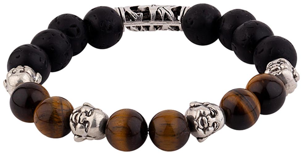 

Dare By Voylla Tiger s Eye Beaded Laughing Buddha Bracelet For Men