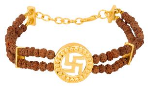 

Dare By Voylla Mahadev Rudraksha Bracelet with a Swastika Charm