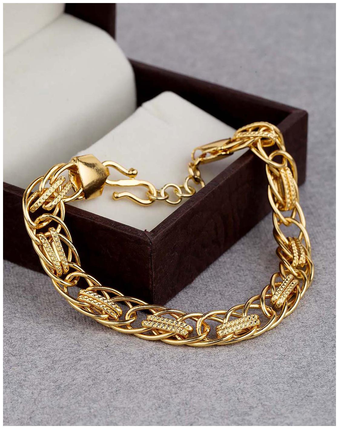 

Dare by Voylla Linking Laureate Yellow Gold Plated Bracelet for Men