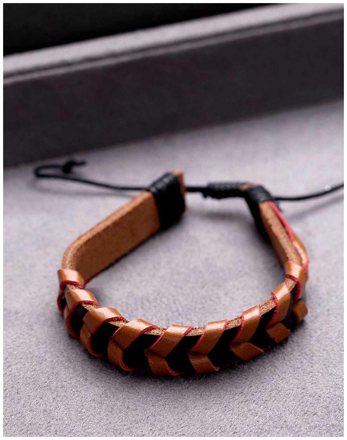 

Dare by Voylla Black Leather Brown Woven Bracelet from Cool Stacked