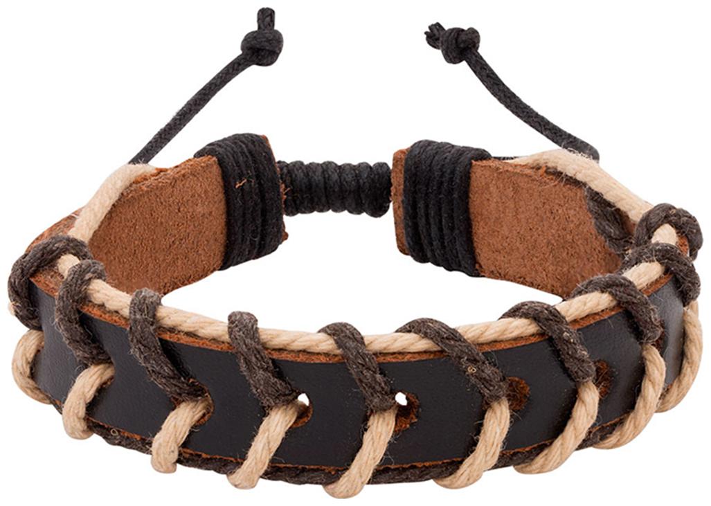 

Dare By Voylla Cool Stacked Brown Leather Wrap Bracelet For Men