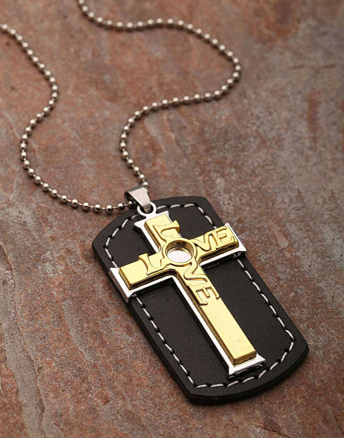 

Dare by Voylla Cross With Love In Black Leather Design With Chain