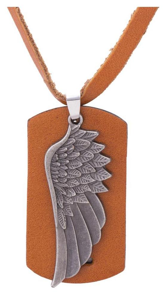 

Dare Feather Design Oxidized Plated Pendant With Leather Chain For Men