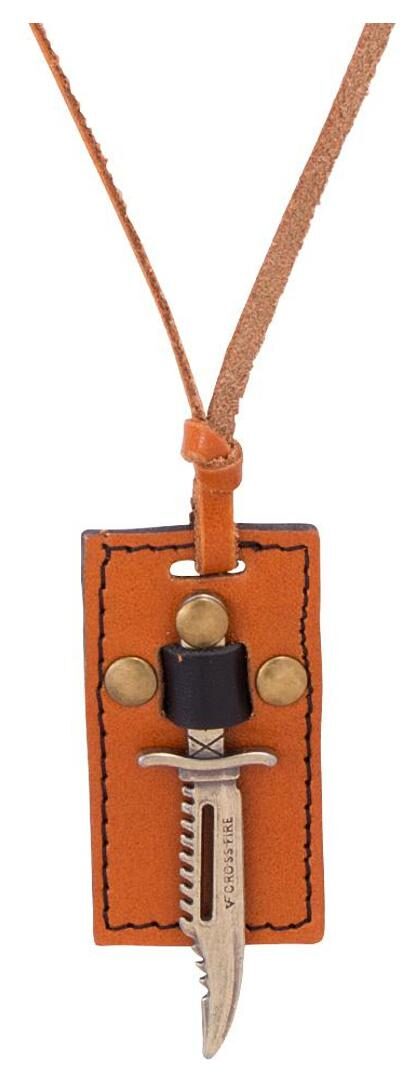 

Dare Oxidized Gold Sword Designer Pendant With Leather Chain