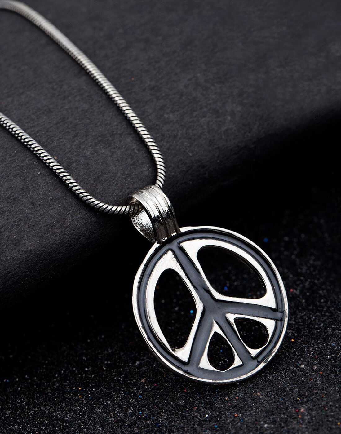 

Dare by Voylla Stylish Designer Black Enamel Dare By Pendant With Chain For Men