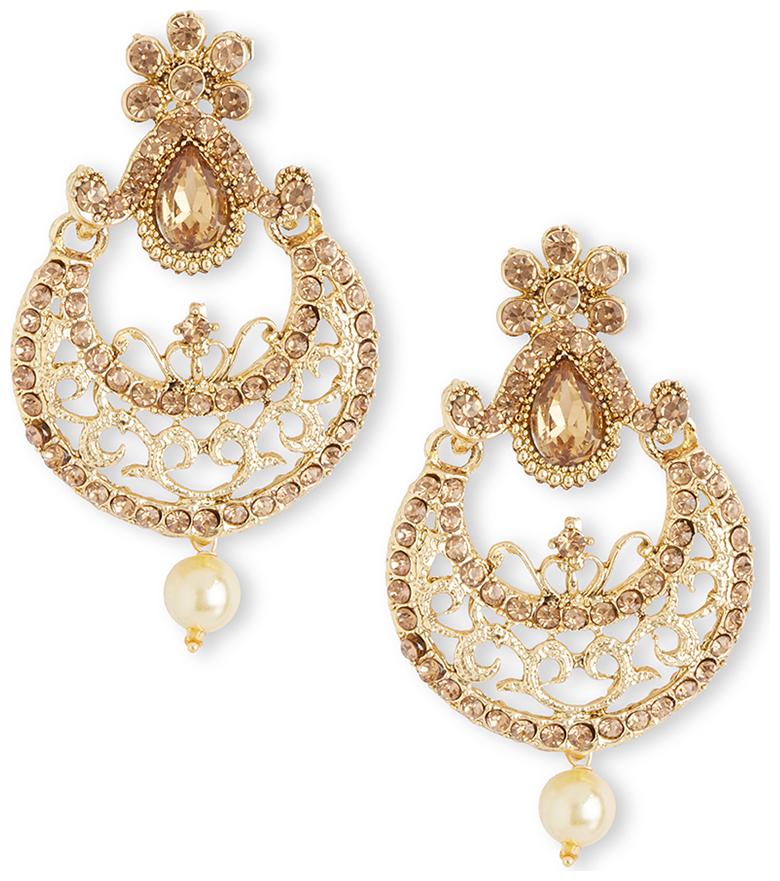 

DC Sparkling Gold Plated Latest Design Stone Studded Pearl Chandbali Earring for Women and Girls AG-ER-3708