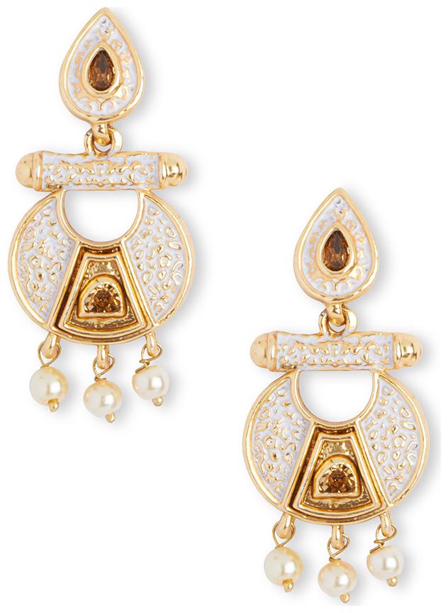 

DC Sparkling Gold Plated Latest Design Stone Studded Pearl Meenakari Earring for Women and Girls AG-ER-1690
