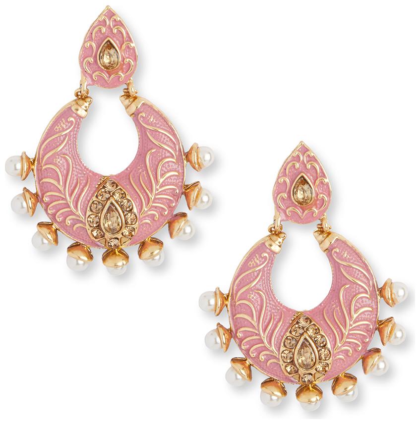 

DC Stylish Gold Plated Latest Design Stone Studded Pearl Meenakari Chandbali Earring for Women and Girls AG-ER-1651