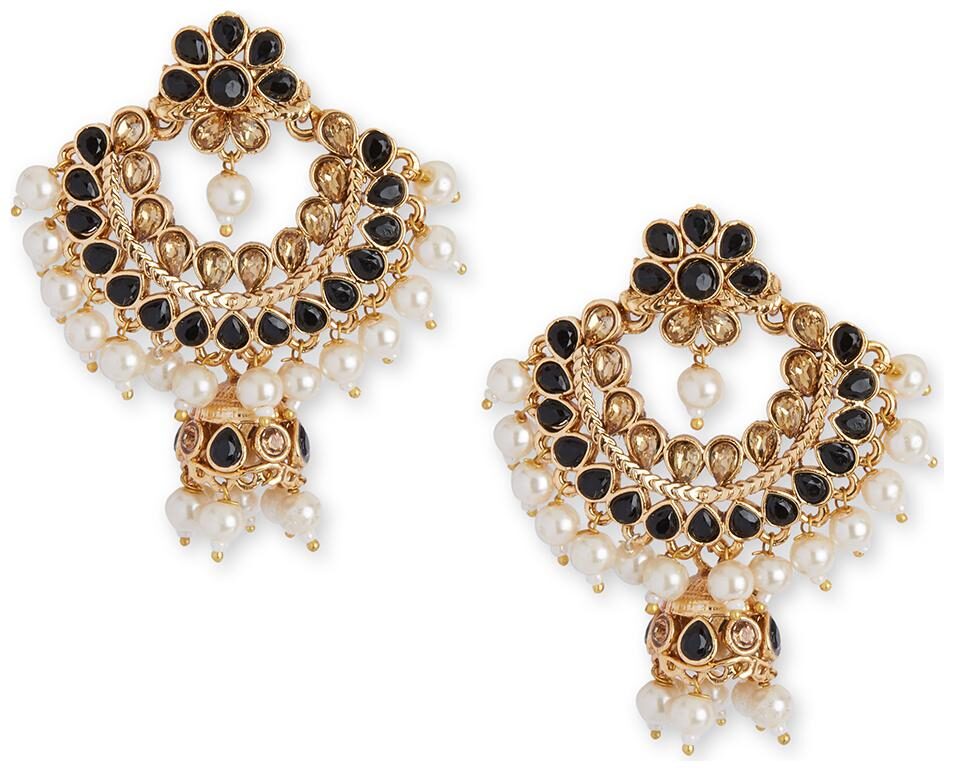 

DC Women Gold-Plated Artificial Stones And Beads Chandbaali