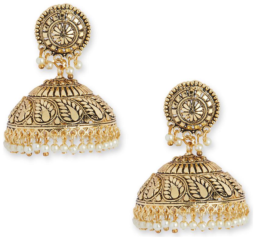 

DC Women Gold-Plated Artificial Stones And Beads Jhumki