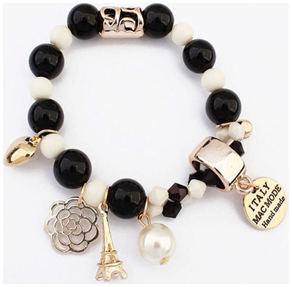 

Deal Sutras new arrival beaded fashion cute hearts romantic roses name plate Eiffel pearl beads bracelet jewelry for girls