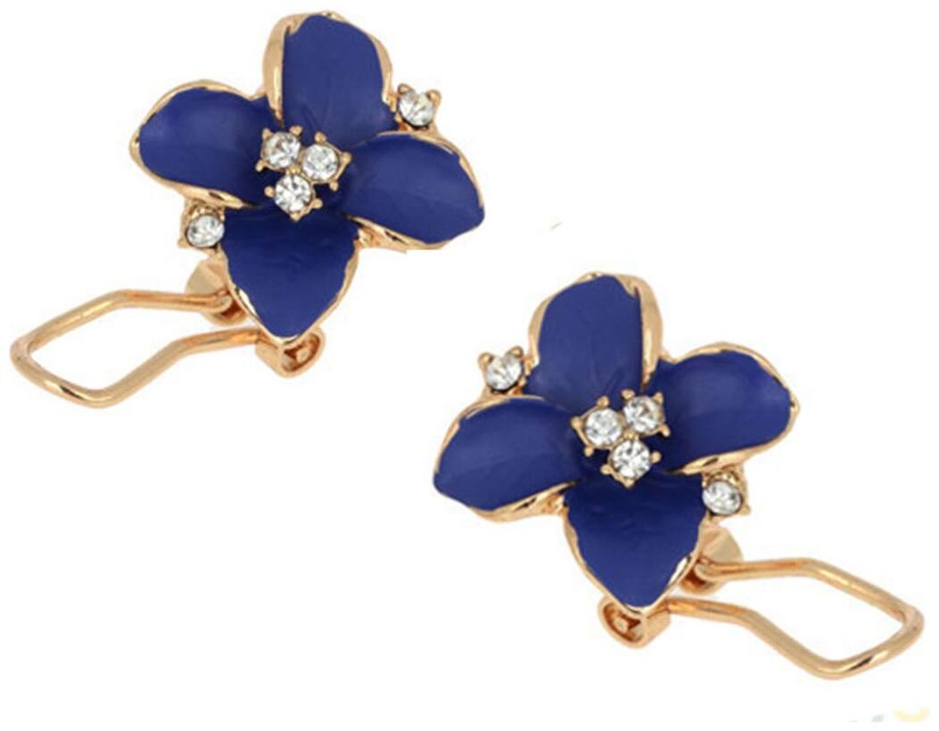 

Deal Sutras Elegant Fashion Cute Lady Girl Blue Flower Charms Crystal Ear Studs Earrings for girls and women