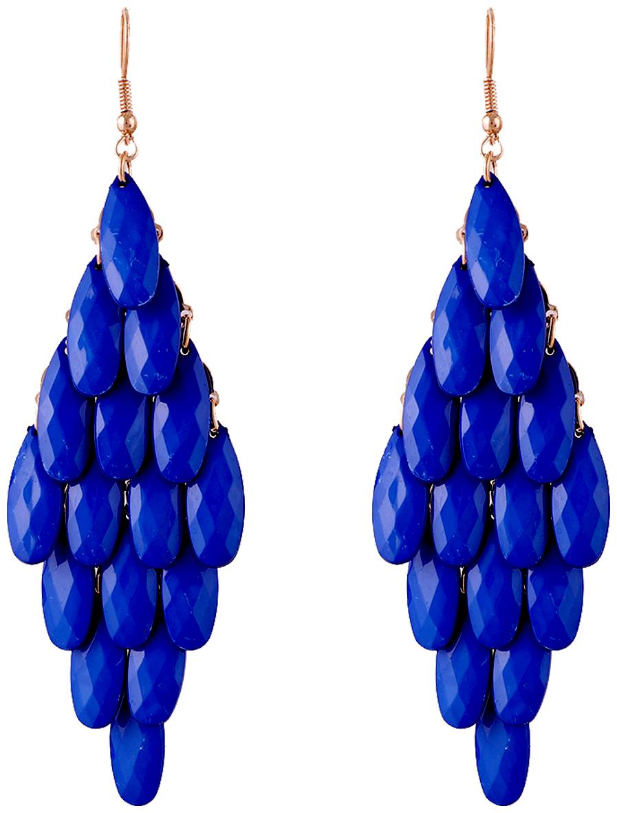 

Deep Blue Stylish Designer Wear Leaf Cluster Earrings For Parties