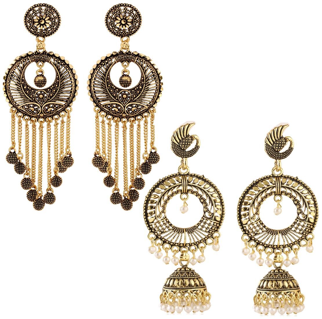 

Designer Beautiful Gold Plated Combo Earrings for party