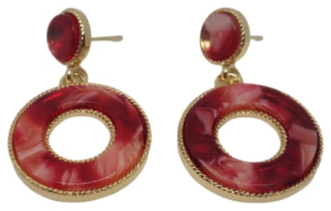 

Designer Red Marble Round shape Earrings