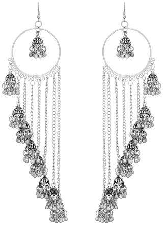 Designer Traditional Oxidized Silver Kashmiri Style Bali Jhumka Jhumki Earrings For Women And Girls