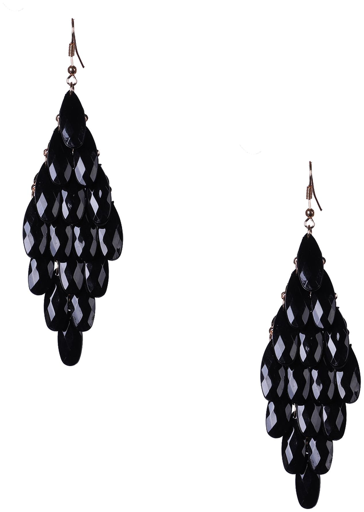 

Dew Drop Black Shaded Party Wear Designer Cluster Earrings