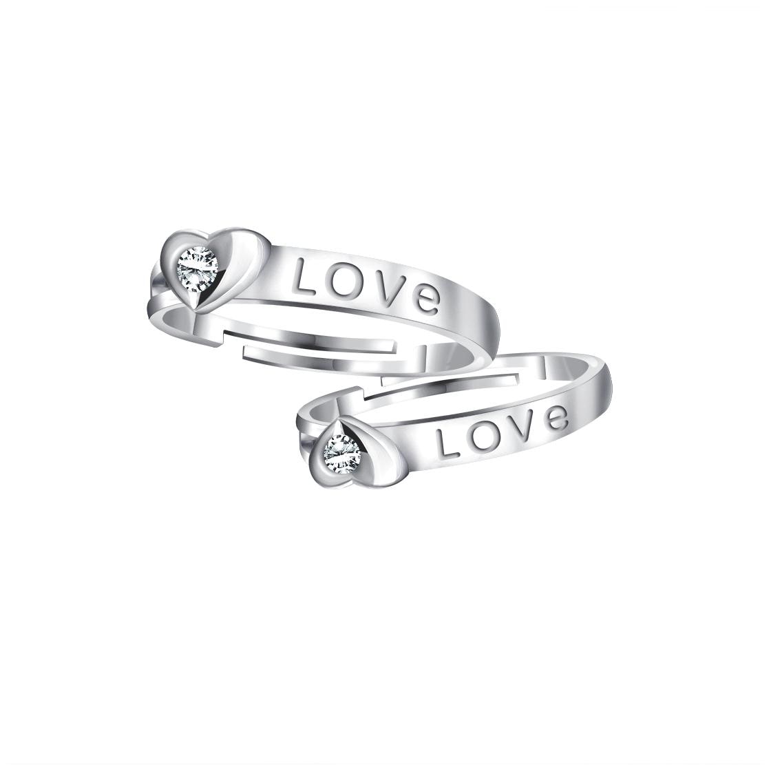 

Diamond in Heart Sliver Plated Love Couple Ring