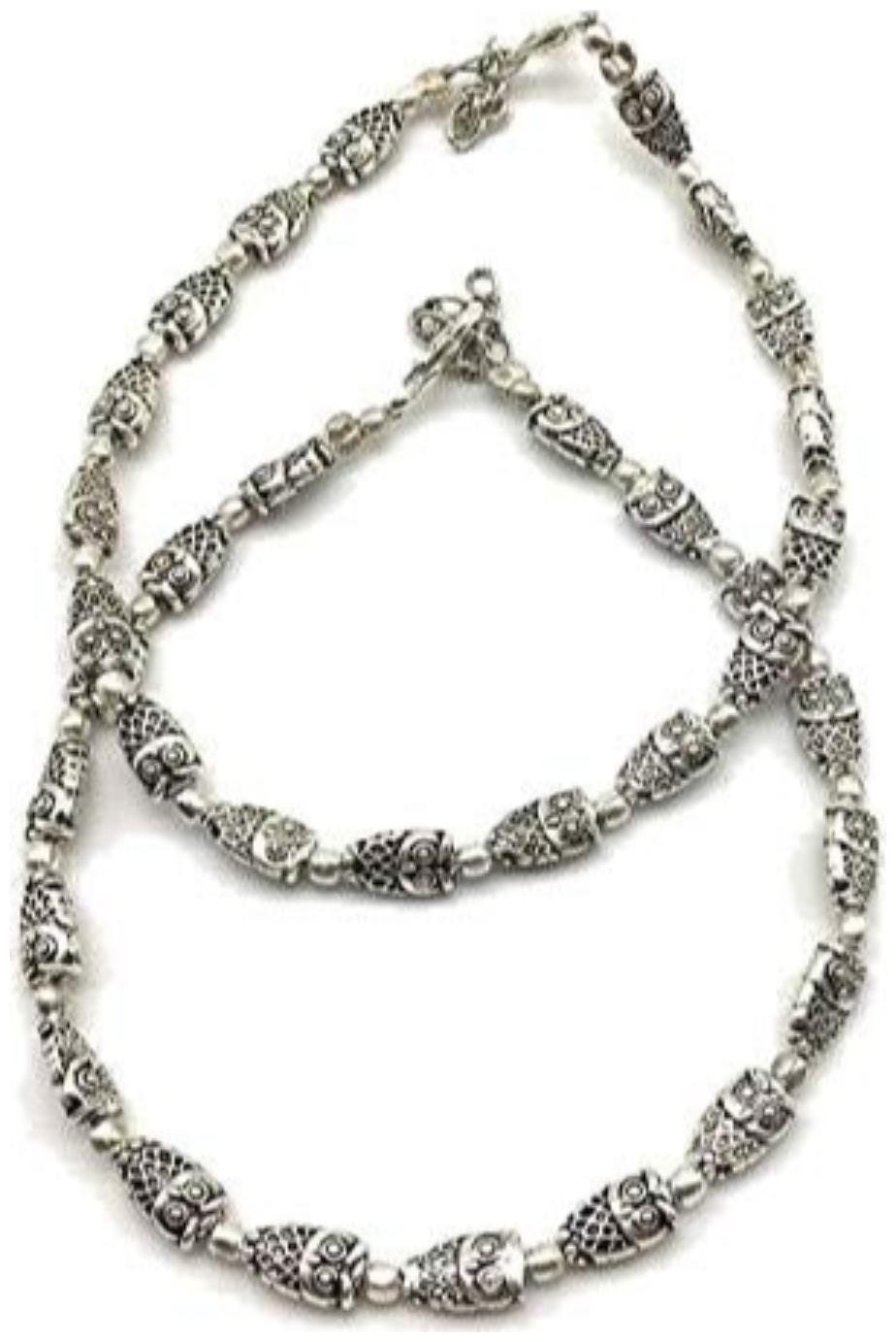 

Digital Dress Traditional Authentic Fashionable Attractive Indian Style Alloy Metal Fancy Oxidised German Silver Plated Owl Anklet Payal Pazeb Comes Pair For Women and Girls Gift Jewellery (Pack of 2)