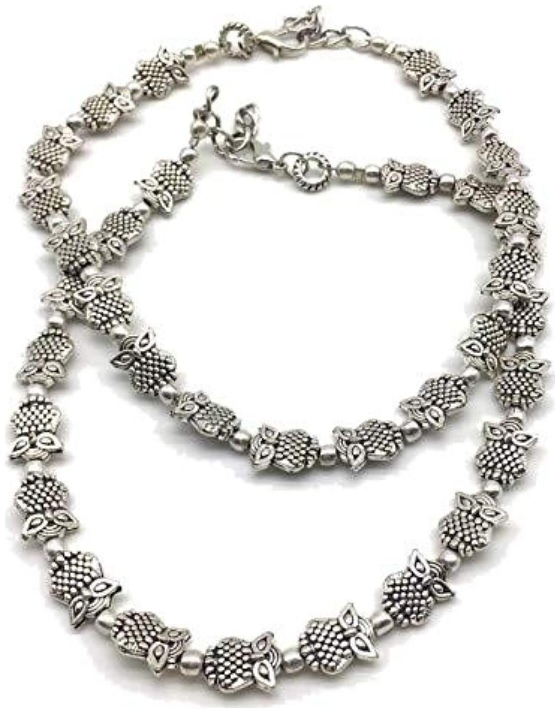 

Digital Dress Traditional Authentic Fashionable Attractive Indian Style Alloy Metal Fancy Oxidised German Silver Plated Owl Anklet Payal Pazeb Comes Pair For Women and Girls Gift Jewellery (Pack of 2)