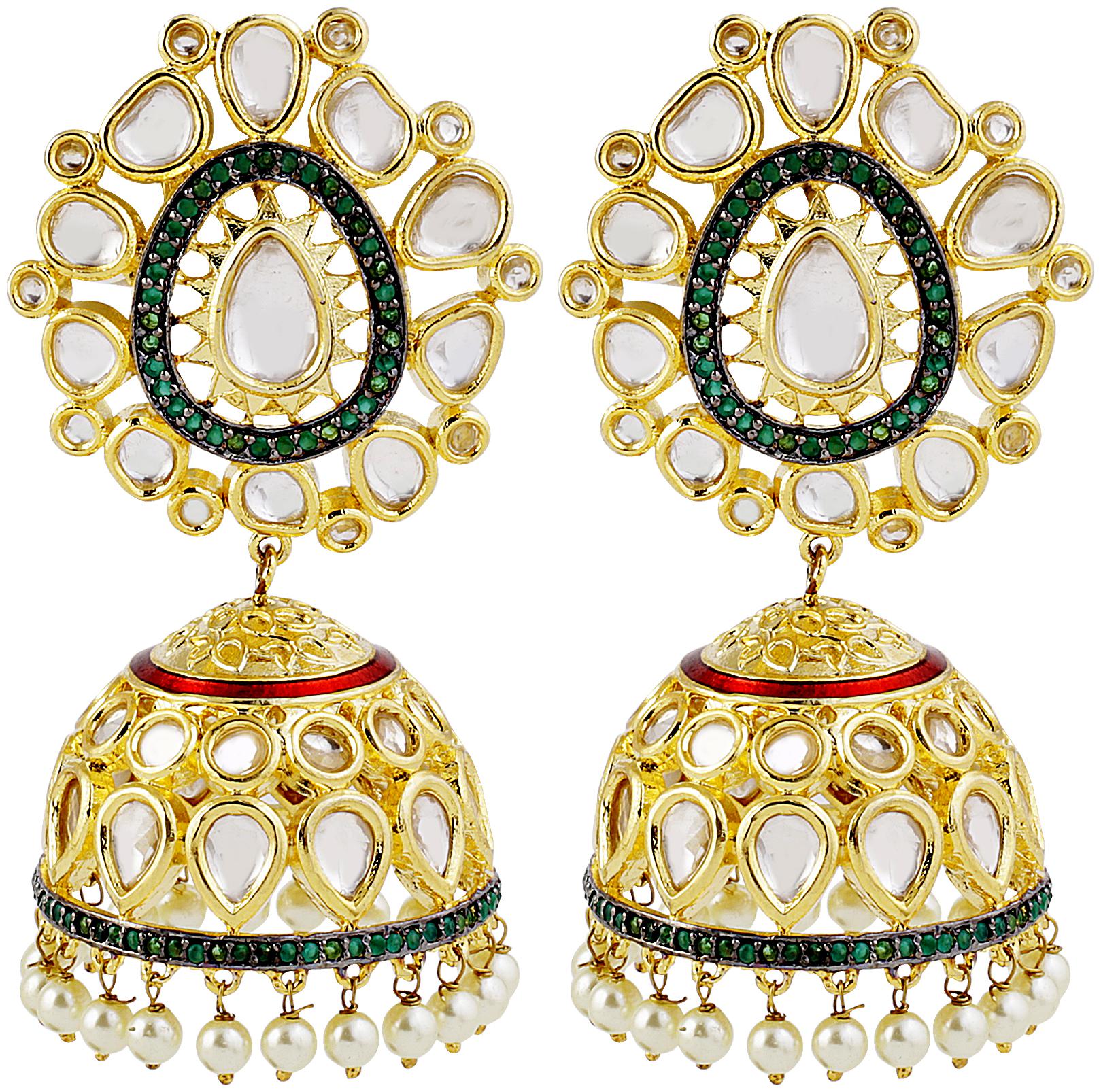 

Dilan Jewels PURE Collection Evergreen Golden Kundan Jhumka Earrings For Women