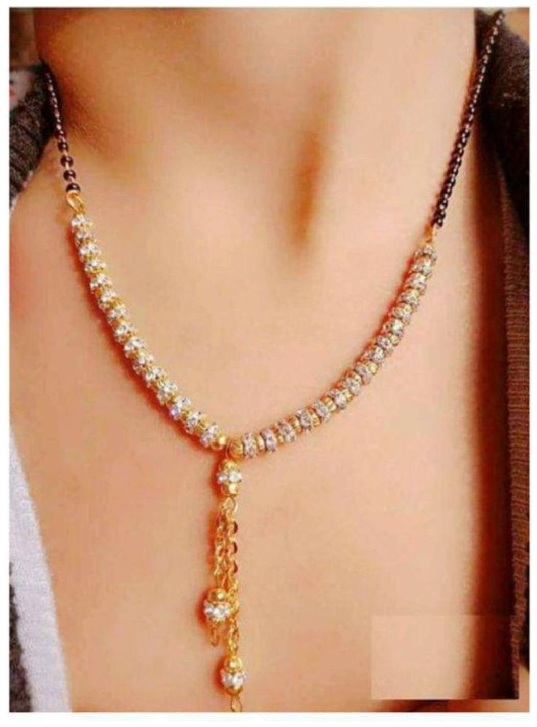 

DIMIKI Excellernt Quality American Diamond Designer Gold Plated Alloy Mangalsutra for Women