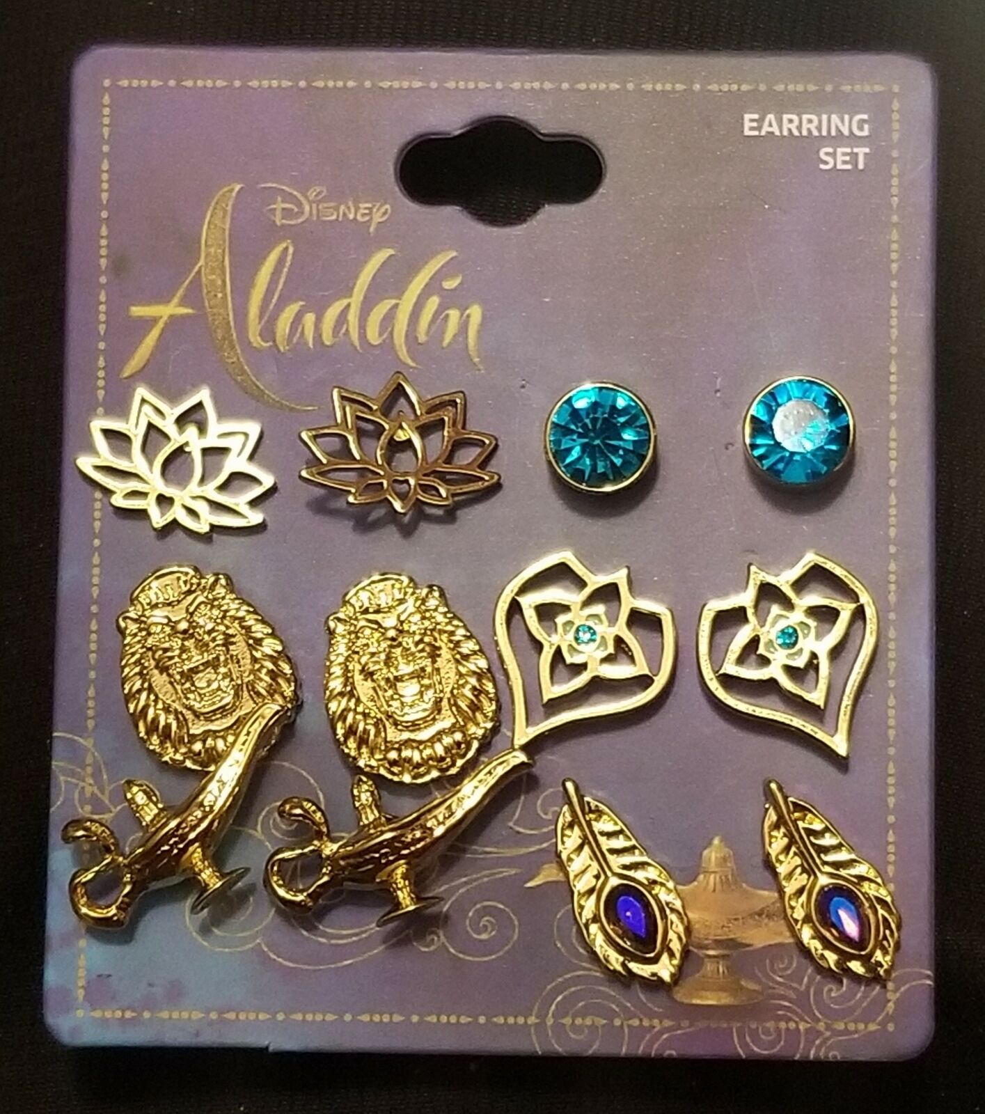 

Disney Aladdin Princess Jasmine Stud Earring Set 6 Pair (Pr) Magic Lamp Lotus
