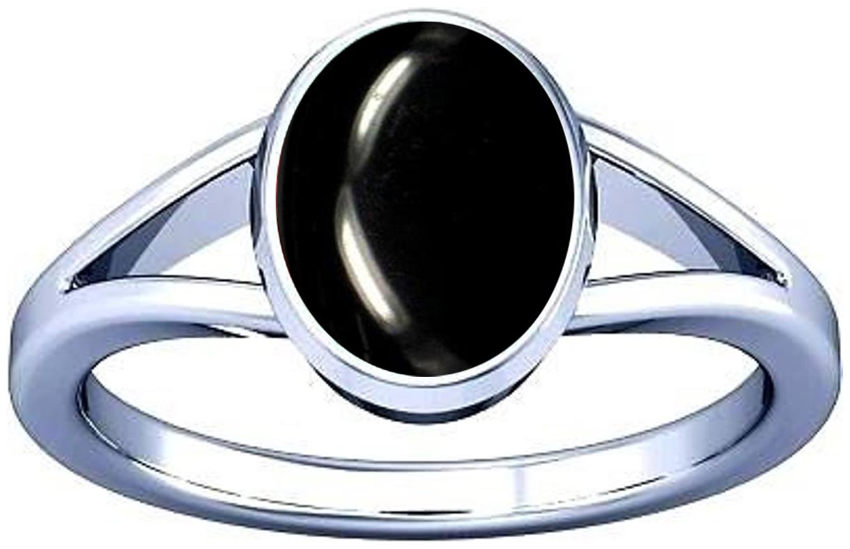 

Divya Shakti 7 25-7 50 Ratti Black Agate Kala Hakik Gemstone Silver Ring AAA Quality