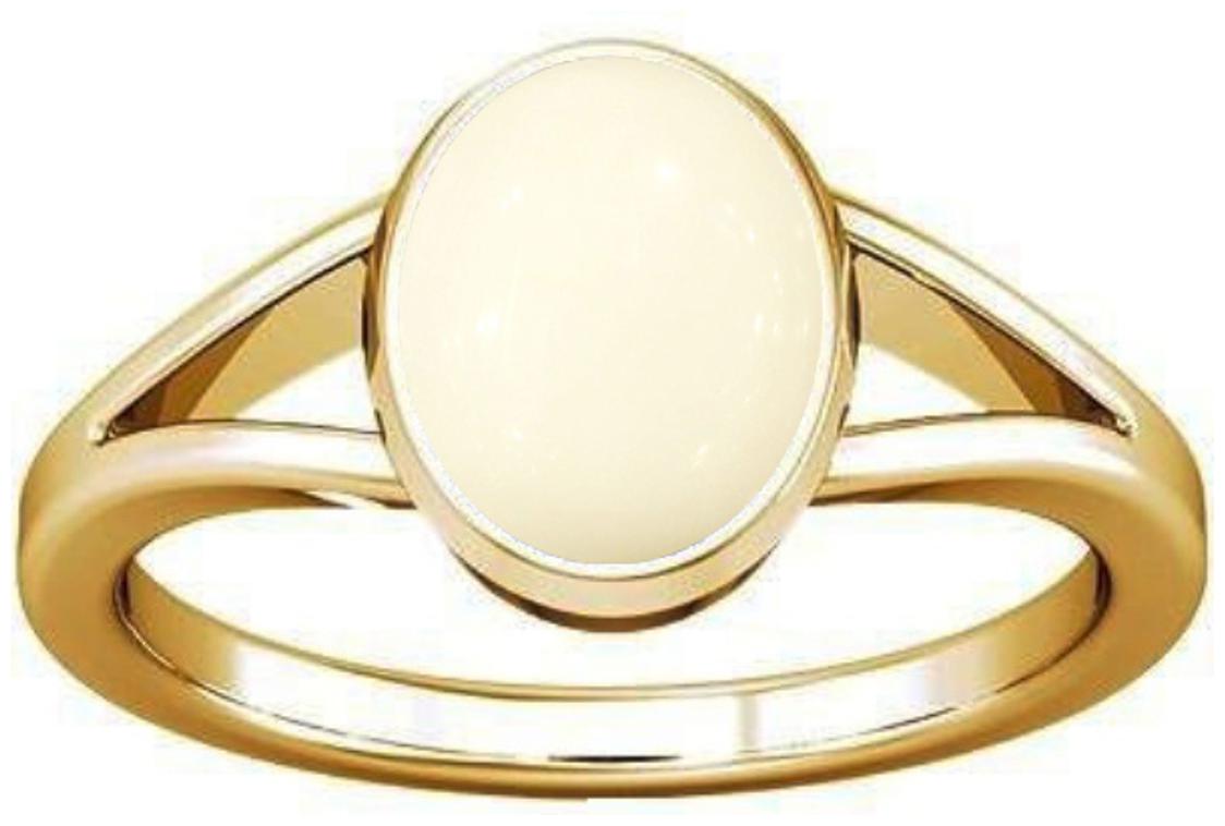 

Divya Shakti 7 25-7 50 Ratti Oval White Coral Safed Moonga Gemstone Panchadhatu Ring AAA Quality