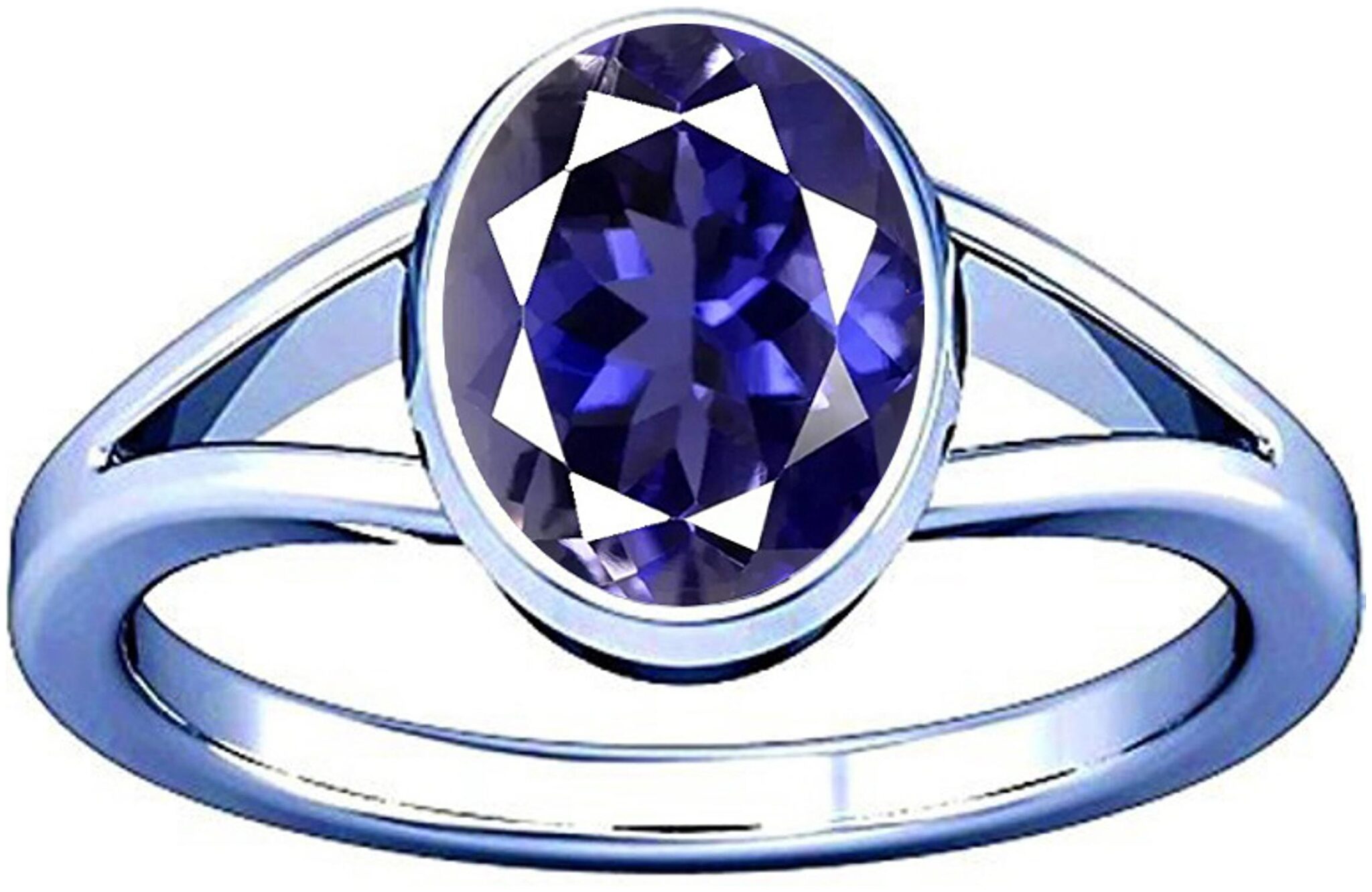 

Divya Shakti 7 25-7 50 Ratti Iolite Neeli Gemstone Silver Ring AAA Quality