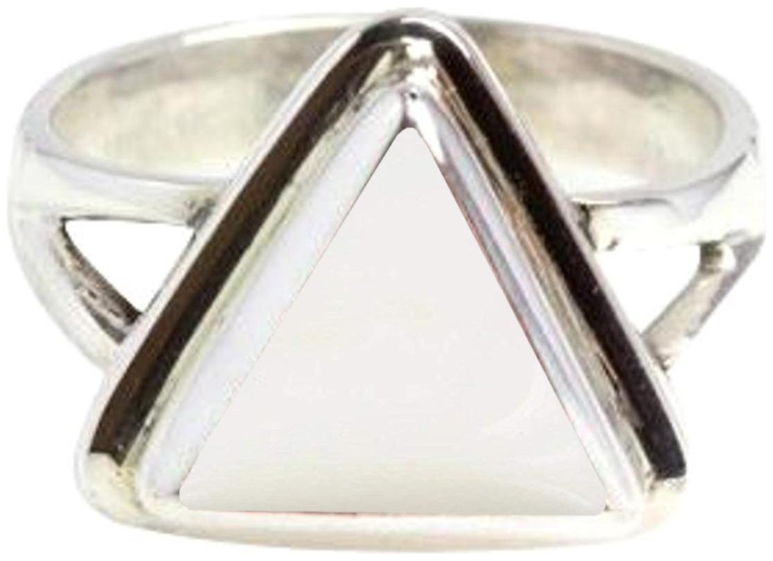 

Divya Shakti 7 25-7 50 Ratti Triangle White Coral Safed Moonga Gemstone Silver Ring AAA Quality