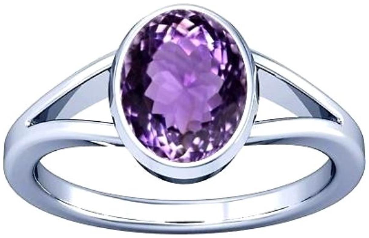 

Divya Shakti 7 25-7 50 Ratti Amethyst Kataila Jamuniya Gemstone Silver Ring AAA Quality