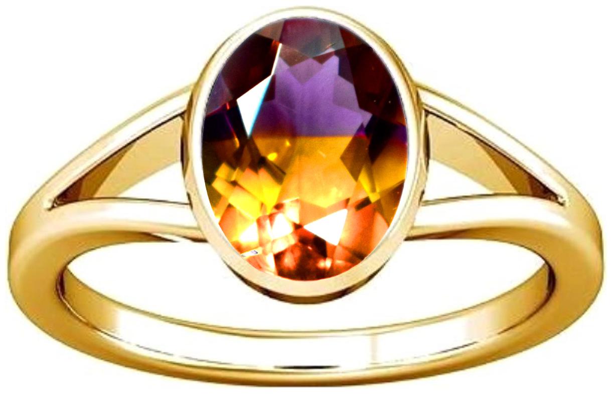

Divya Shakti 7 25-7 50 Ratti Ametrine Pitambari Gemstone Panchadhatu Ring AAA Quality